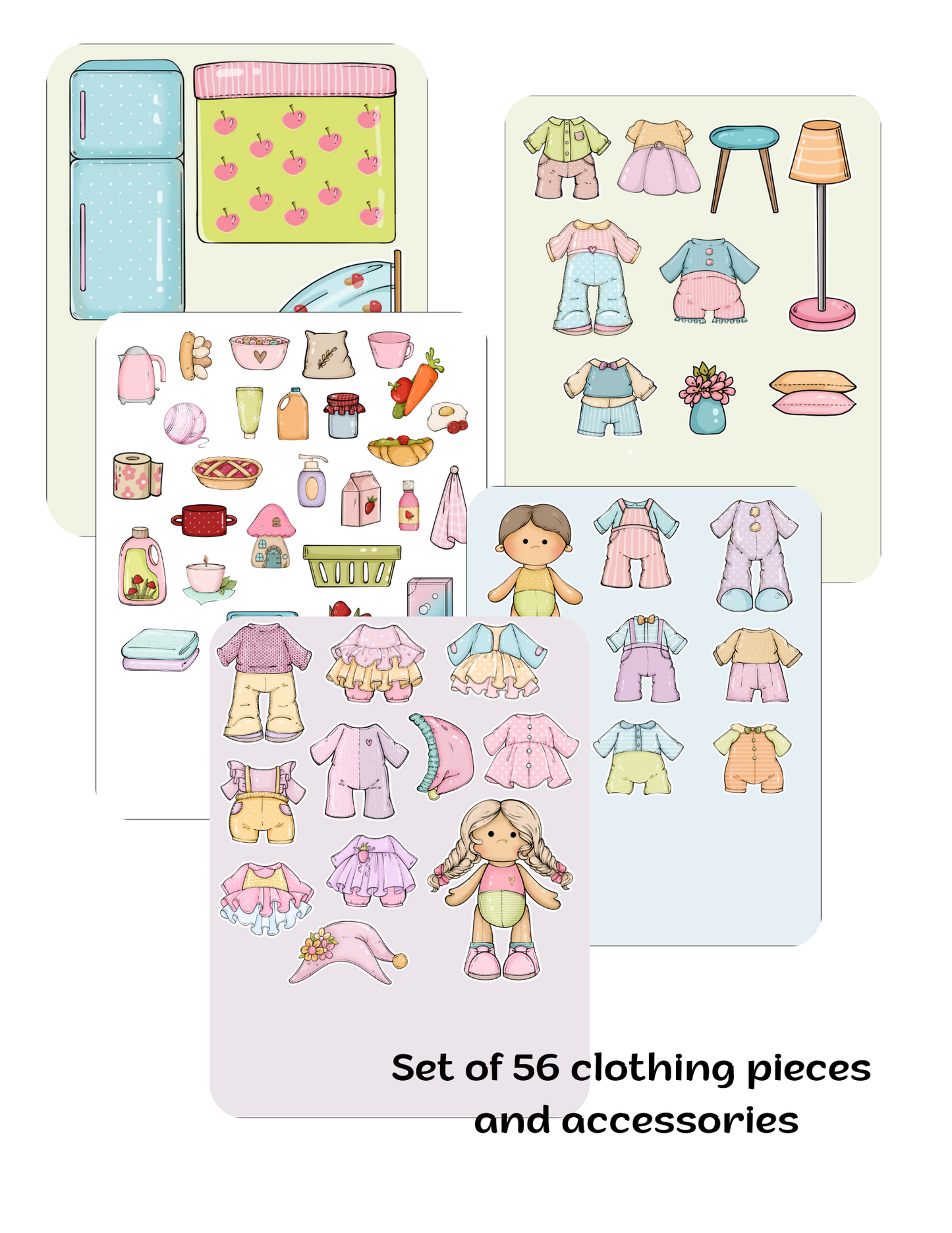 Gnome Whispers – Paper Dolls Activity Book (Velcro Dress-Up, 2 Dolls, 56 Accessories) | Spring Acorn