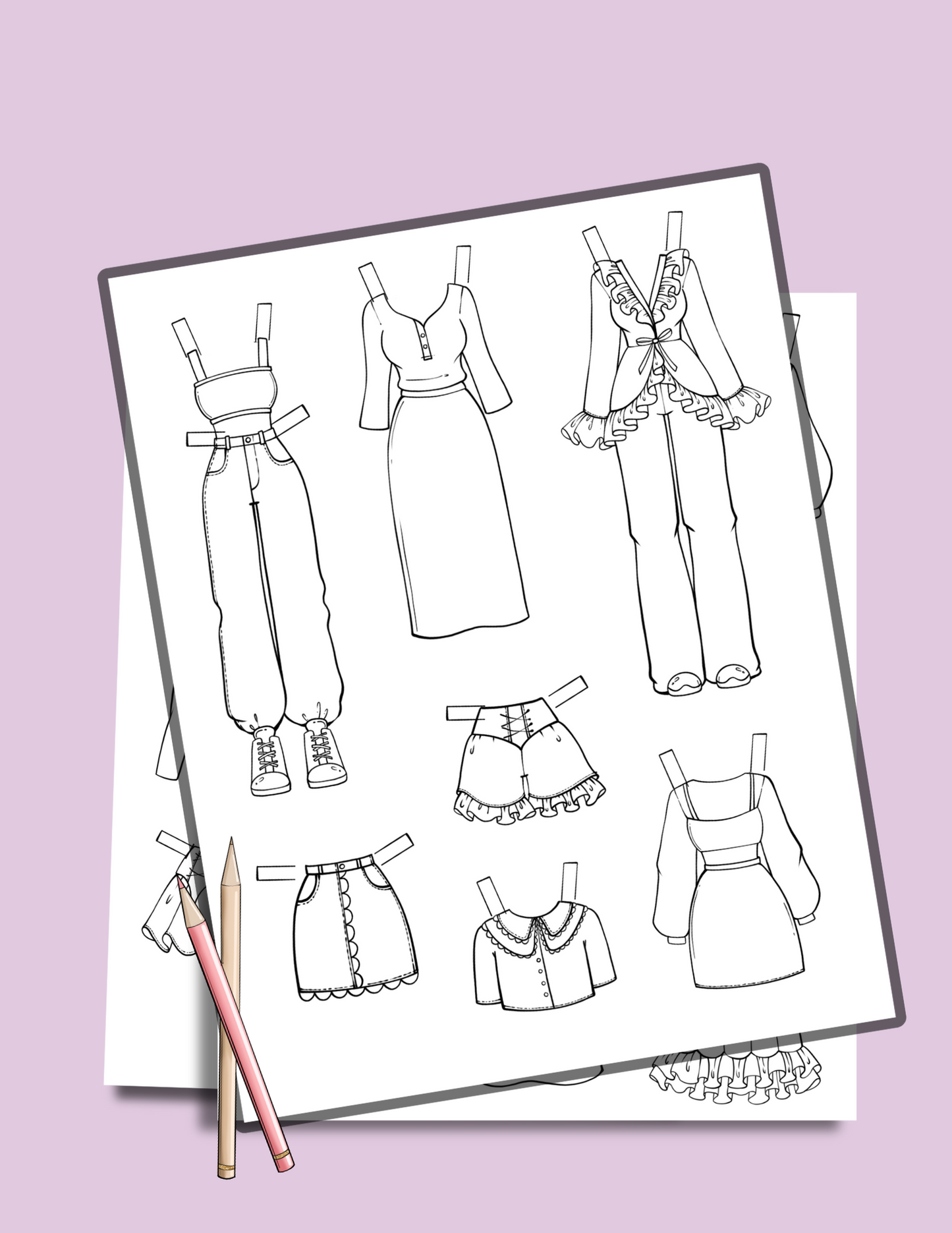 Sofi – PDF Coloring Pages | Paper Doll with Outfits to Print & Color