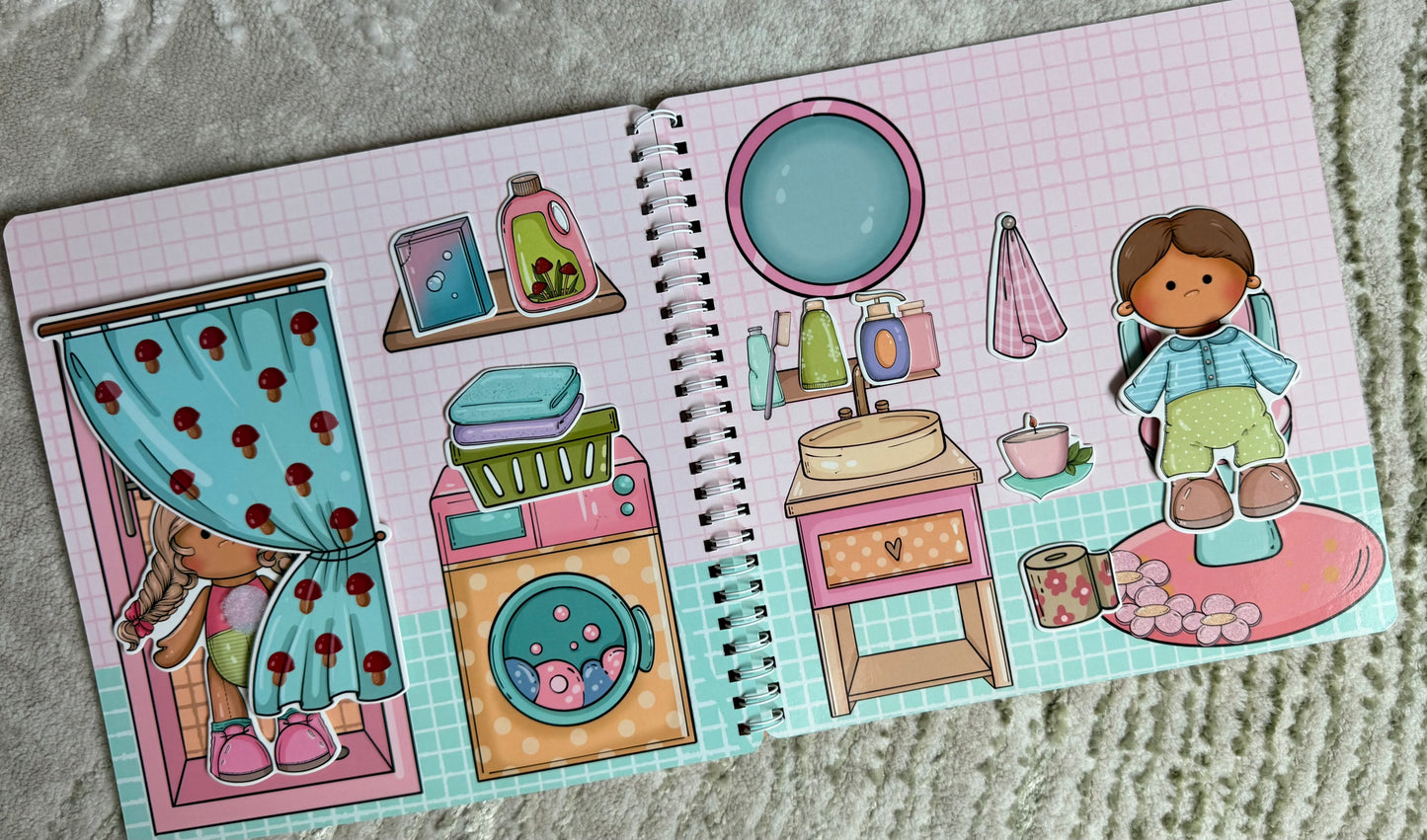 Gnome Whispers – Paper Dolls Activity Book (Velcro Dress-Up, 2 Dolls, 56 Accessories) | Spring Acorn