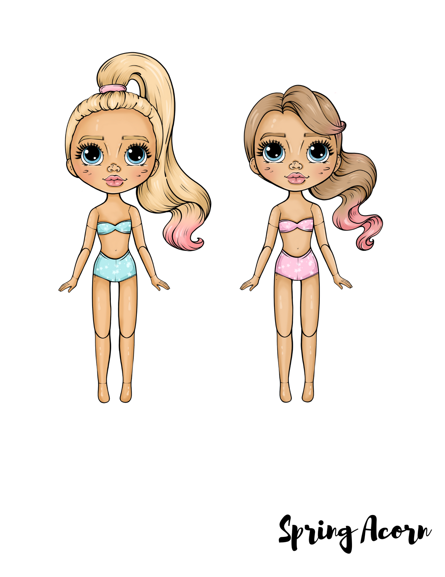 Mermaid Paper Dolls – Printable PDF Dress Up & Coloring Pages (Digital Download)