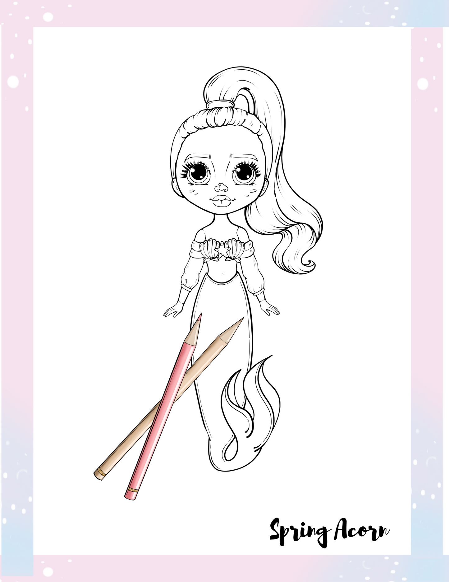 Mermaid Paper Dolls – Printable PDF Dress Up & Coloring Pages (Digital Download)