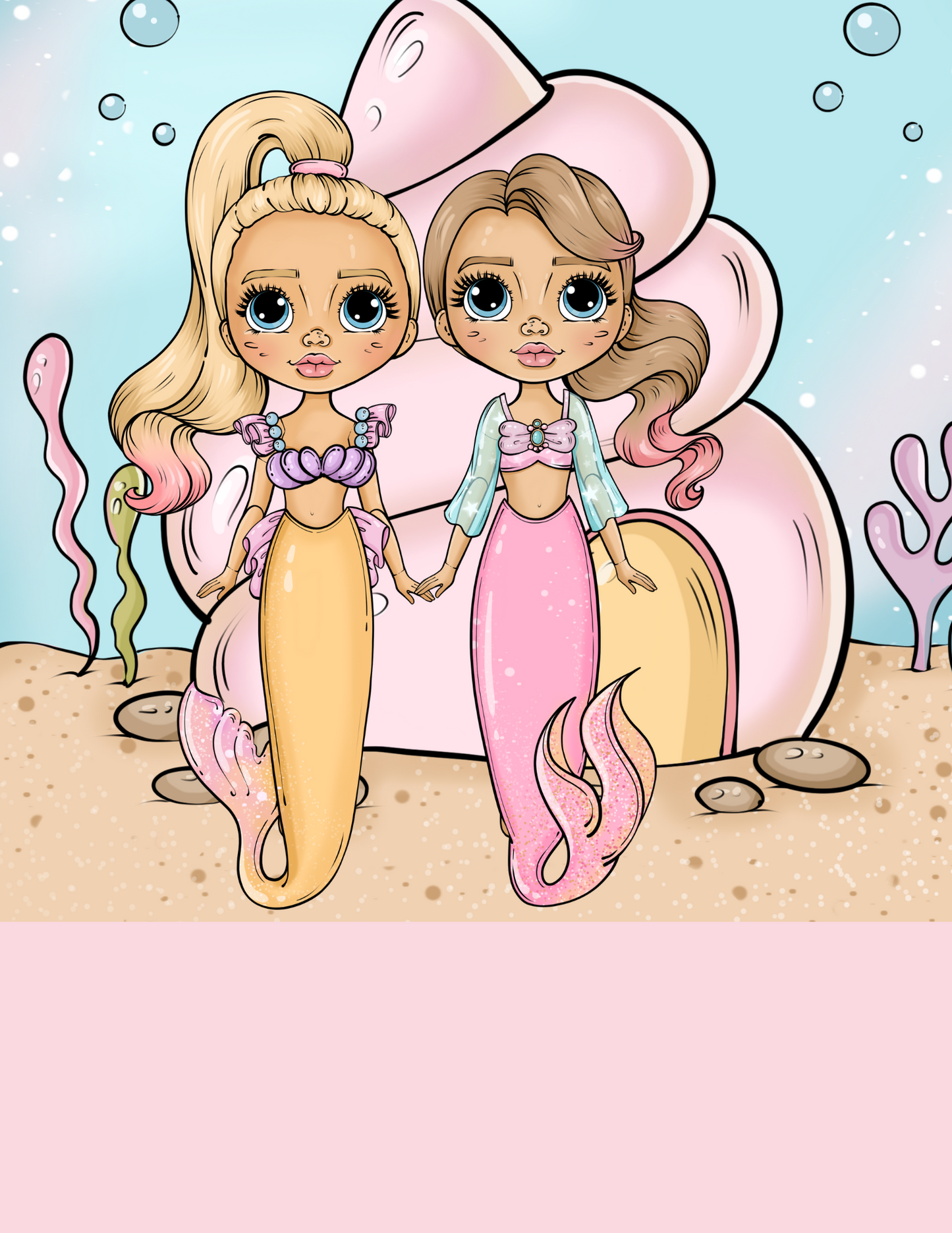 Mermaid Paper Dolls – Printable PDF Dress Up & Coloring Pages (Digital Download)