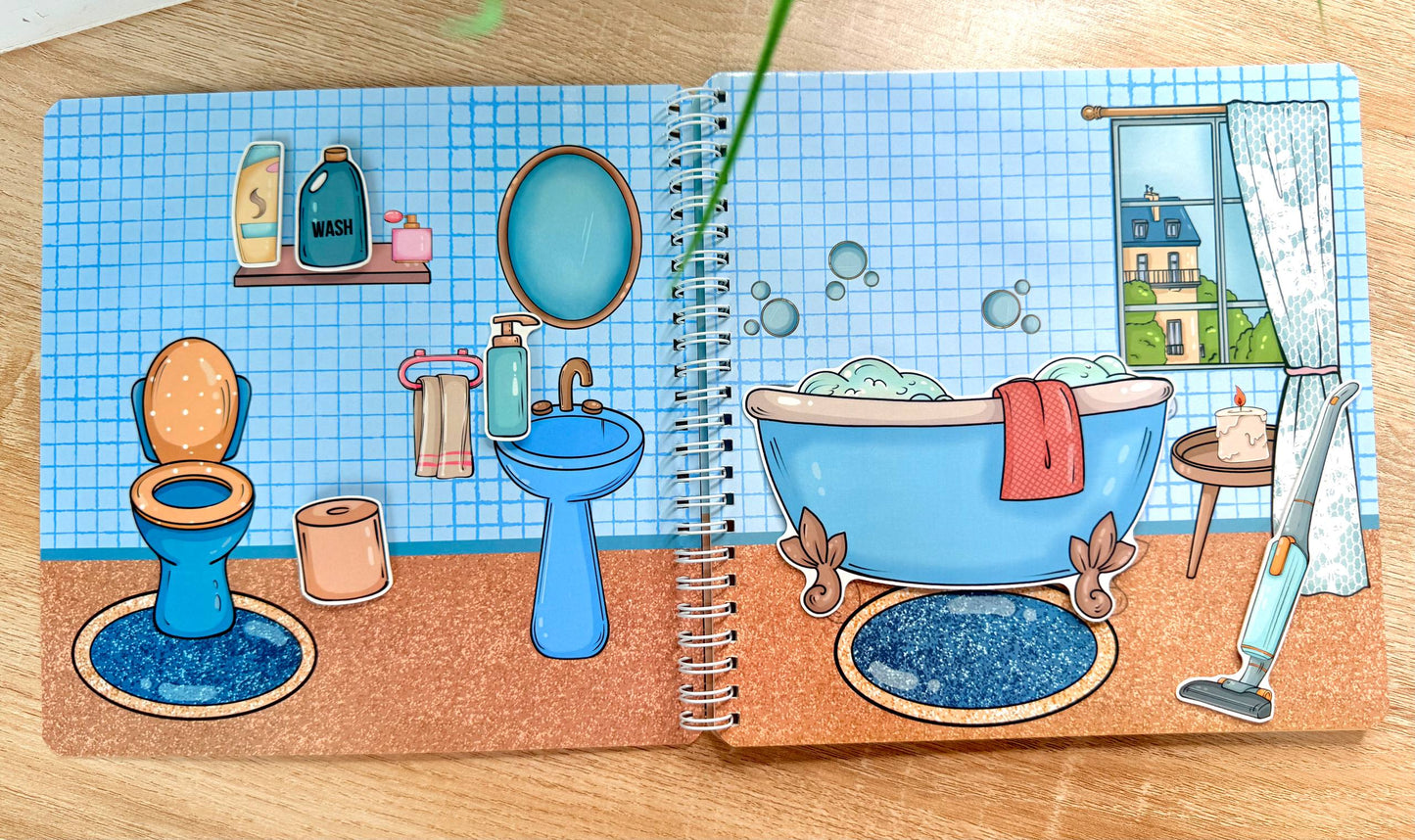 Sea House – Paper Dolls Activity Book (Velcro Dress-Up, 2 Dolls, Coastal Rooms) | Spring Acorn