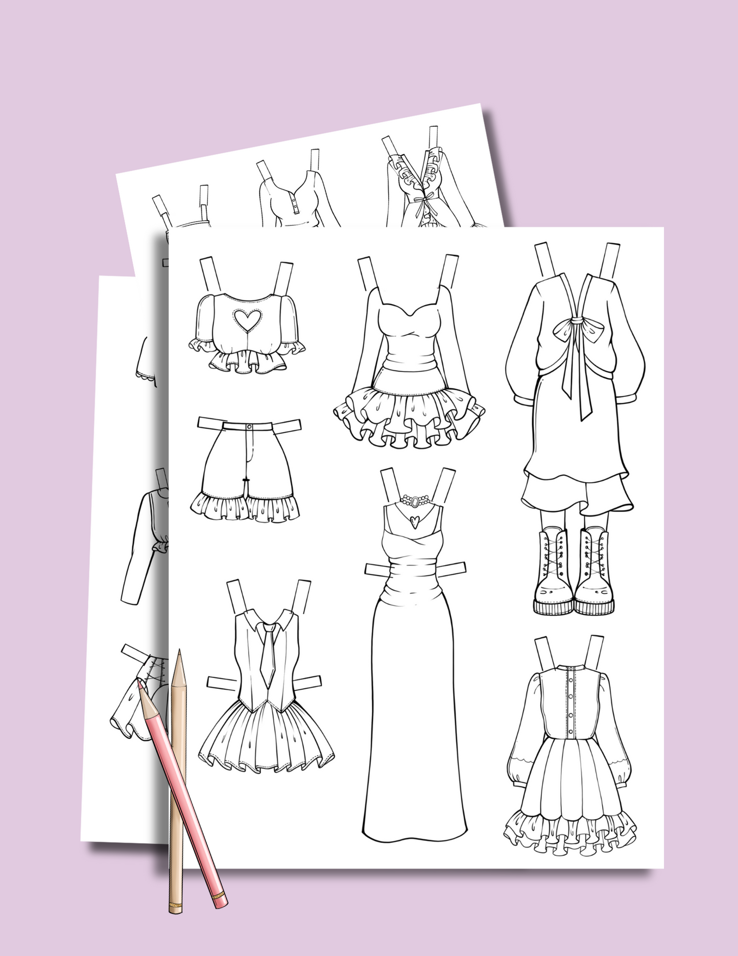 Sofi – PDF Coloring Pages | Paper Doll with Outfits to Print & Color