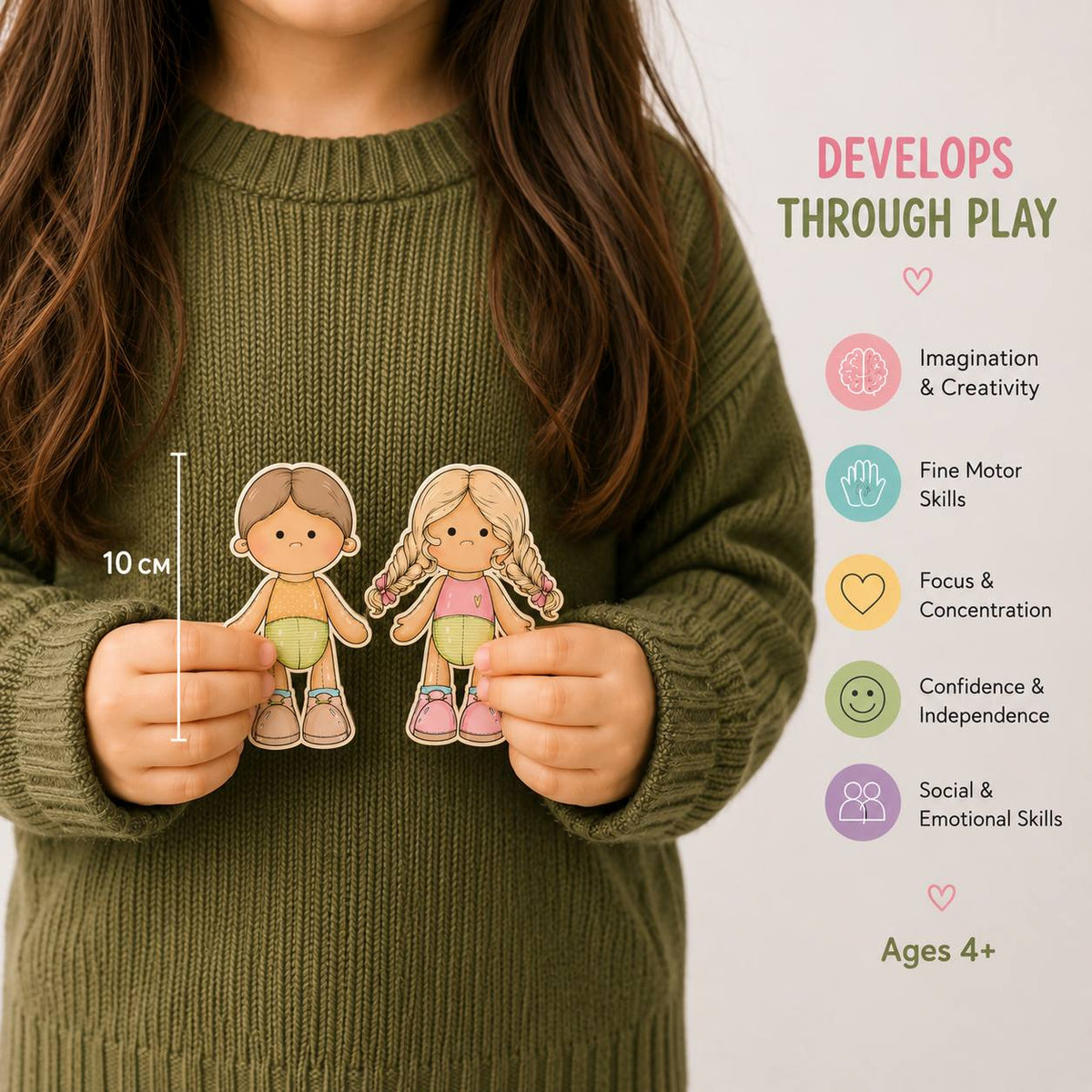 Gnome Whispers – Paper Dolls Activity Book (Velcro Dress-Up, 2 Dolls, 56 Accessories) | Spring Acorn