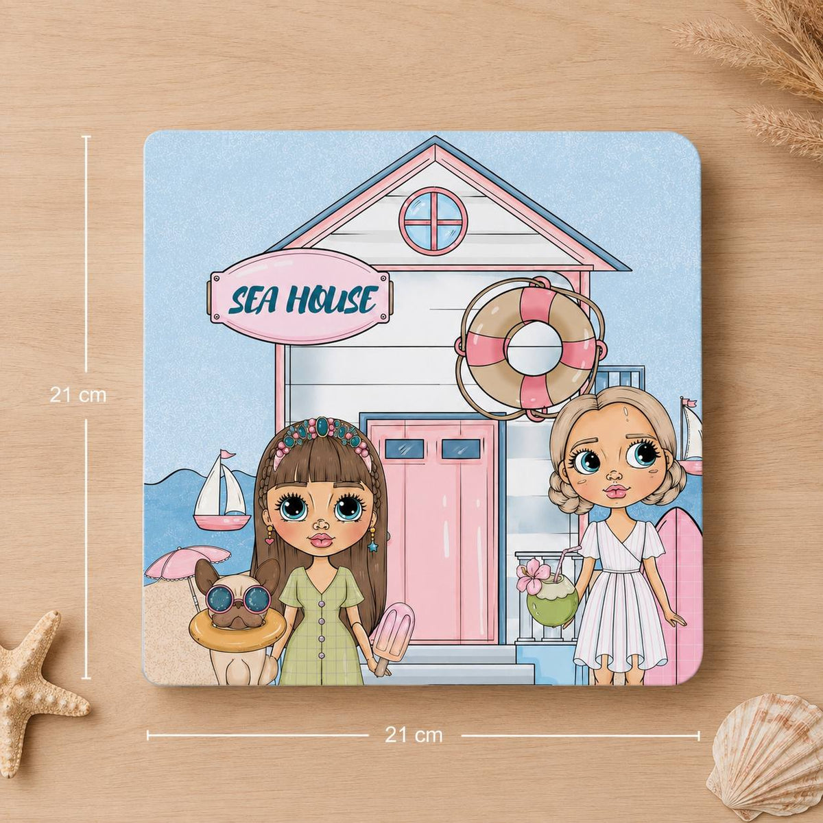 Sea House – Paper Dolls Activity Book (Velcro Dress-Up, 2 Dolls, Coastal Rooms) | Spring Acorn